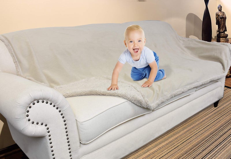 Catalonia Waterproof Liquid Pee Proof Fleece Sherpa Blanket for Bed Couch Sofa  Protector Cover for Baby  Cozy Lining Throws for Camping Boating (Camel/Taupe  60x80 inch) - Image 3
